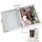GraduationMall 8x10 Wood Shadow Box Frame Glass Door Display Case with Linen Back and 6 Stick Pins,1.5 inches Interior Depth,Ideal for Memorabilia Pictures Flowers Medals Tickets Rustic White